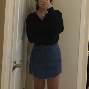 brandy melville navy henley cropped top